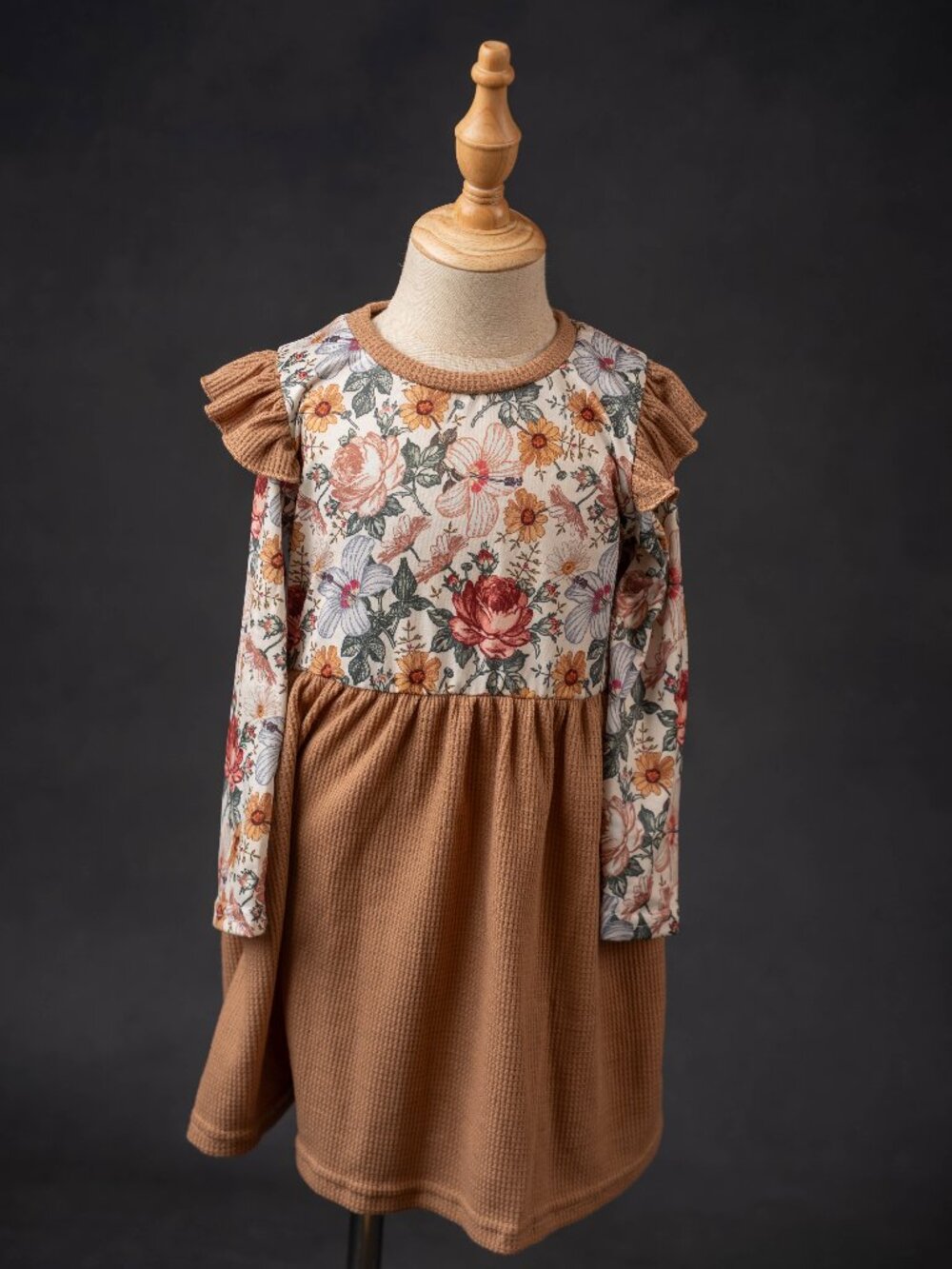 Girls Fall Floral Tunic Dress, ruffle sleeve, size 3 NEW